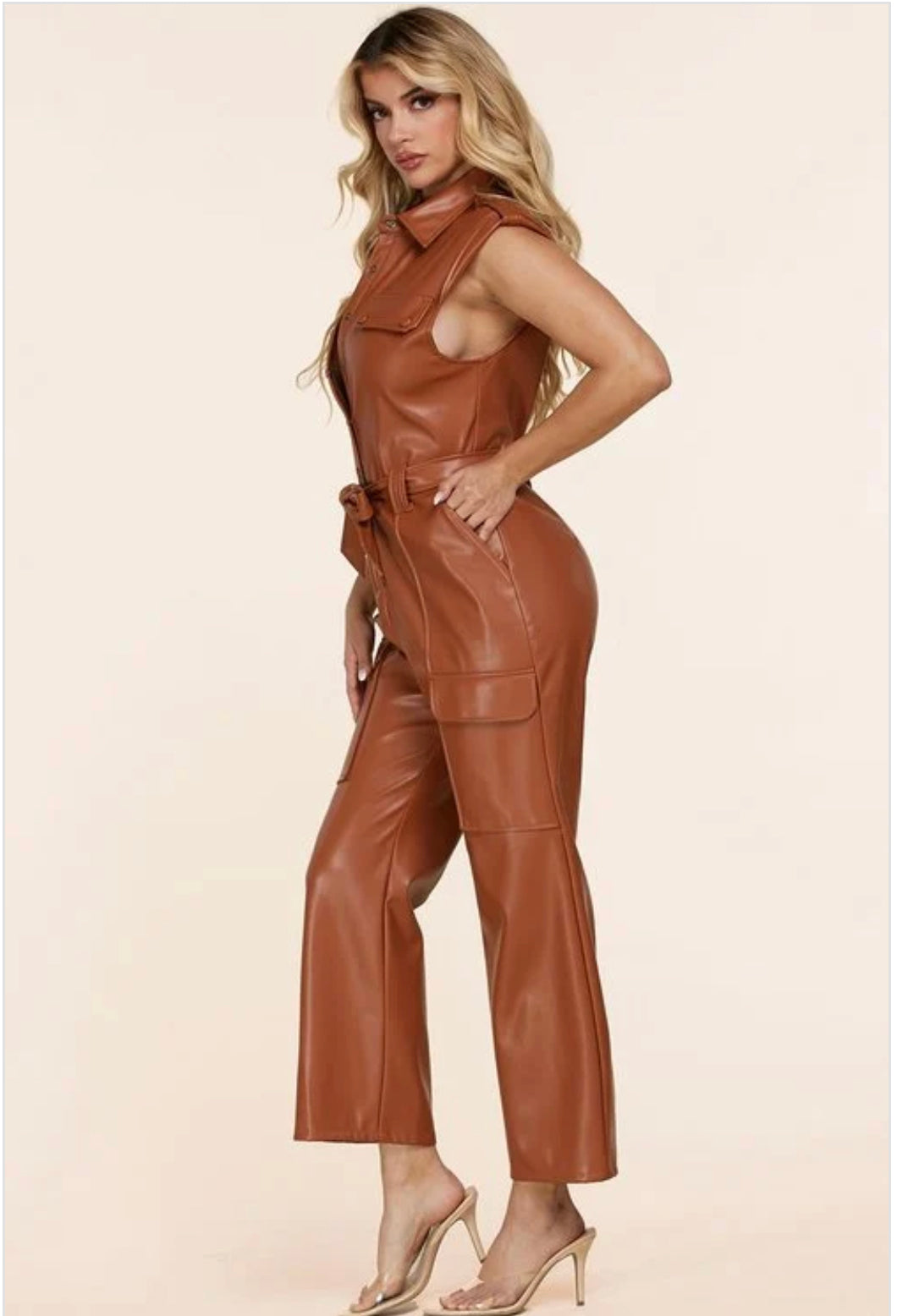 Vegan leather jumpsuit