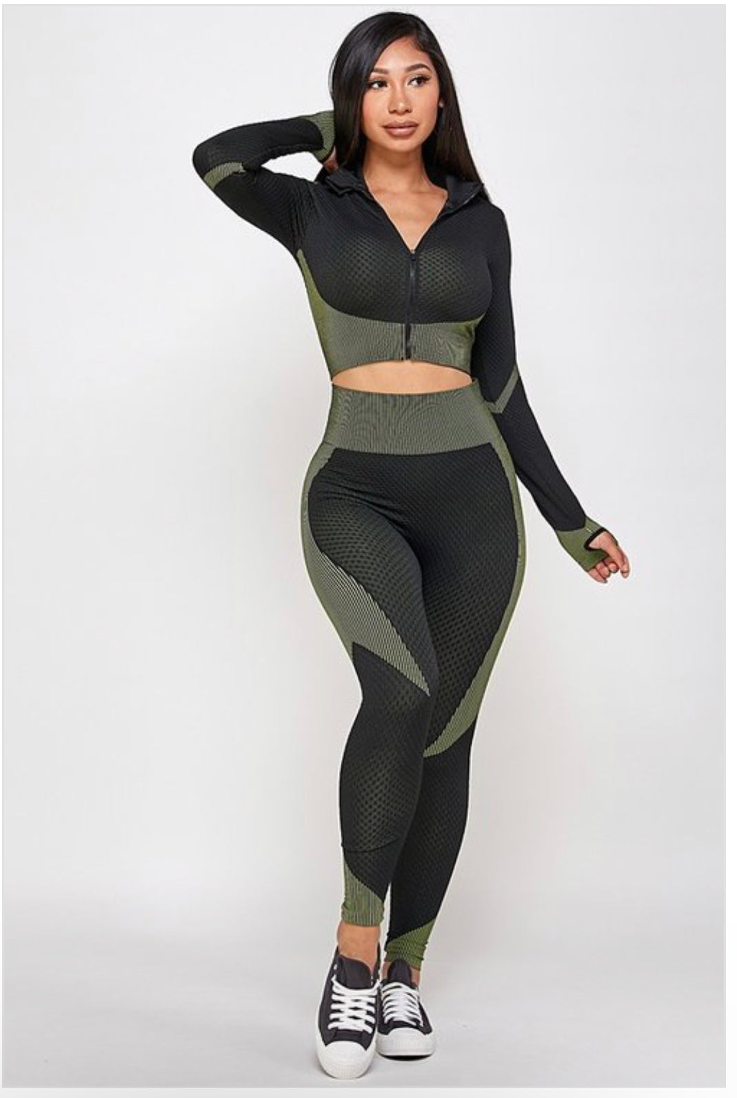 Sport Legging zip up crop set
