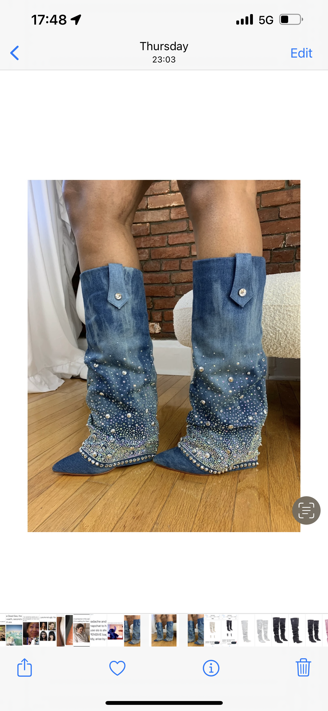 DENIM RHINESTONE BOOTS