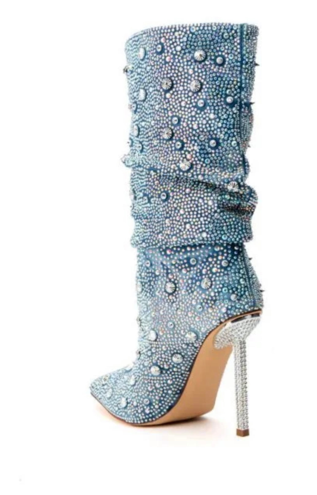 BLING STILETTO BOOTIE IN DENIM