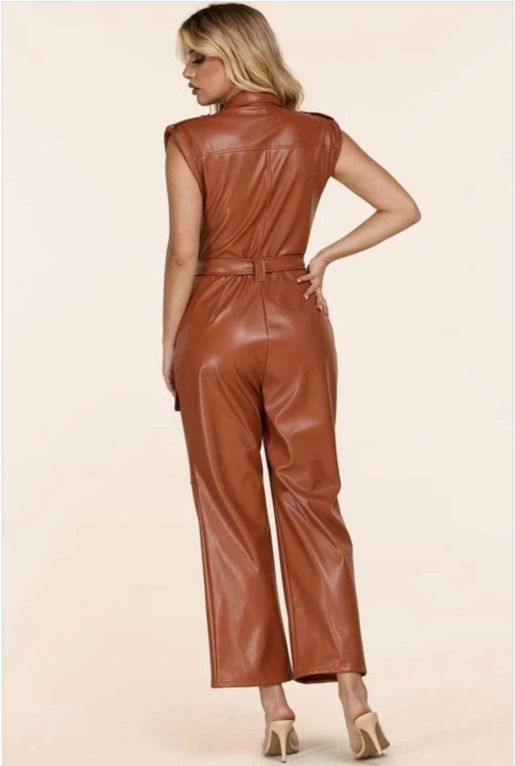Vegan leather jumpsuit
