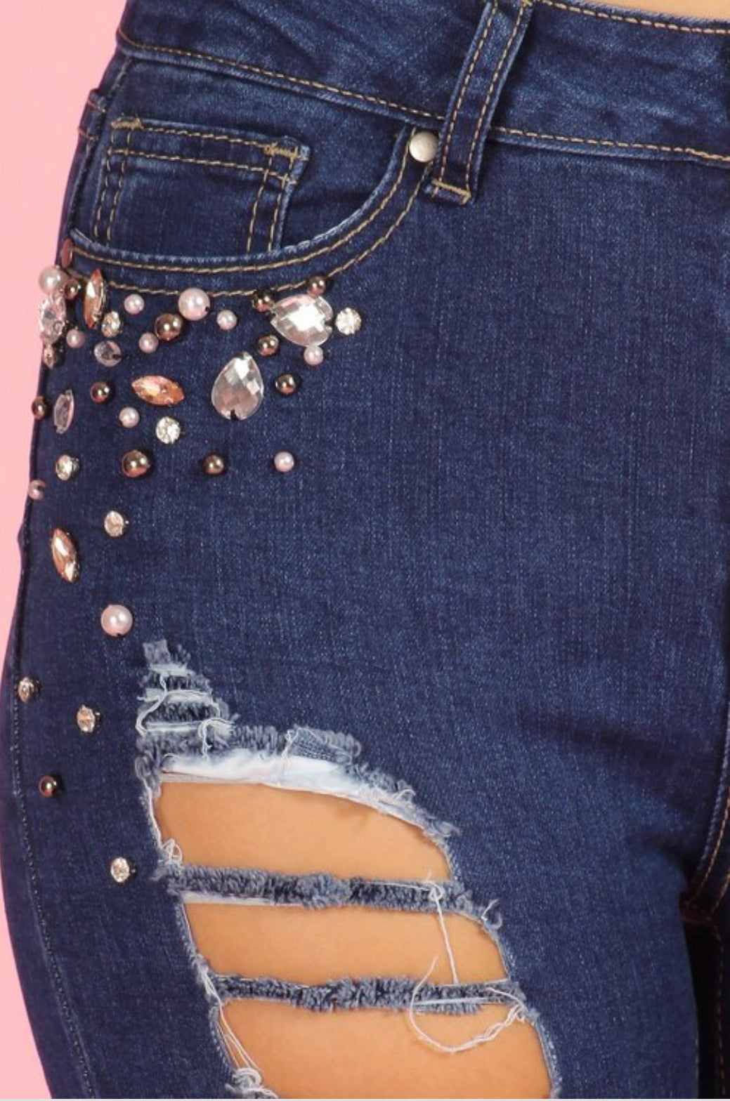 Denim high waisted bootcut destroy jeans