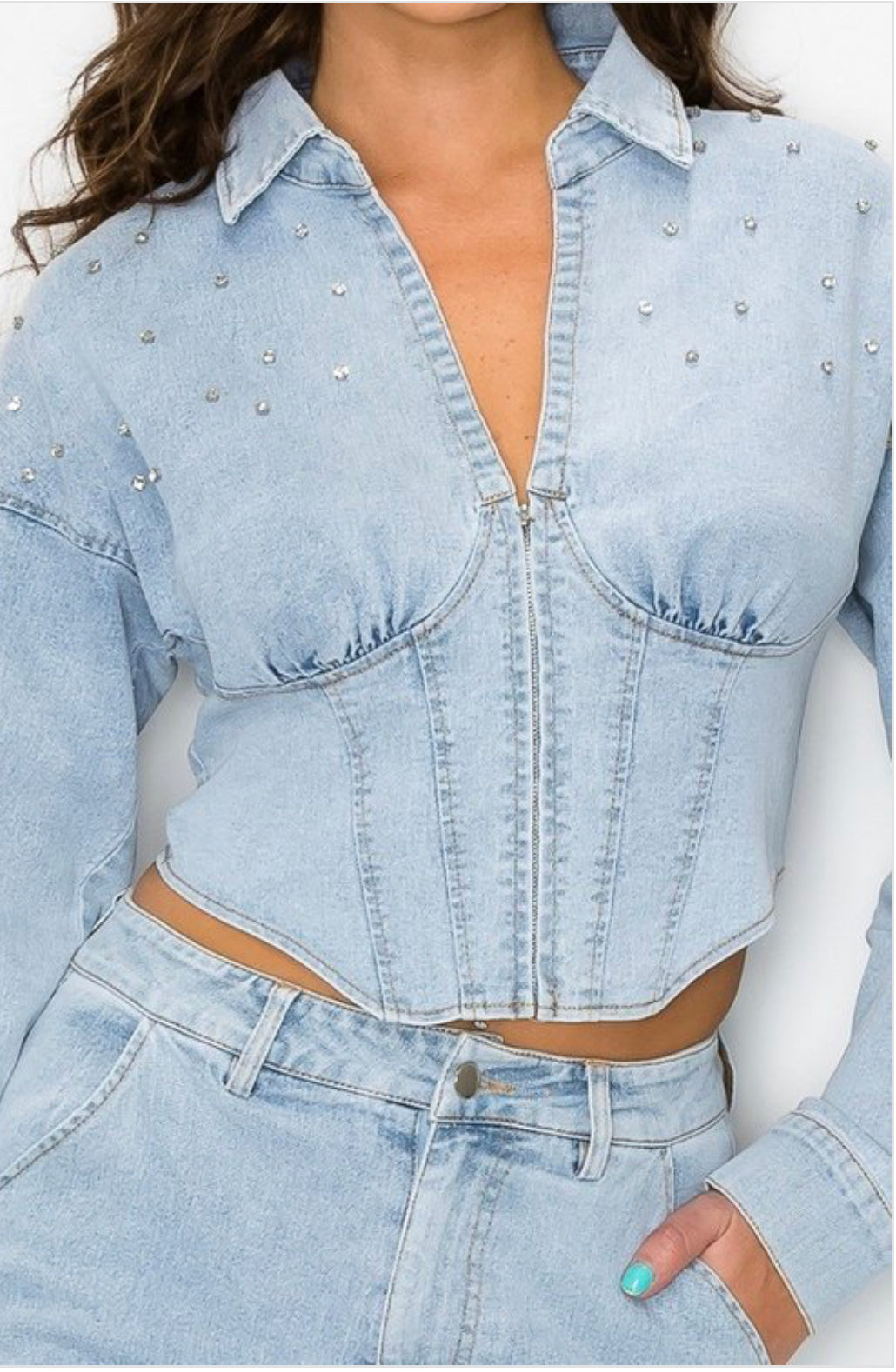 Bustier Crop Top denim set