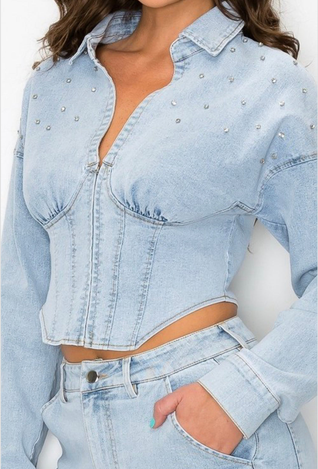 Bustier Crop Top denim set