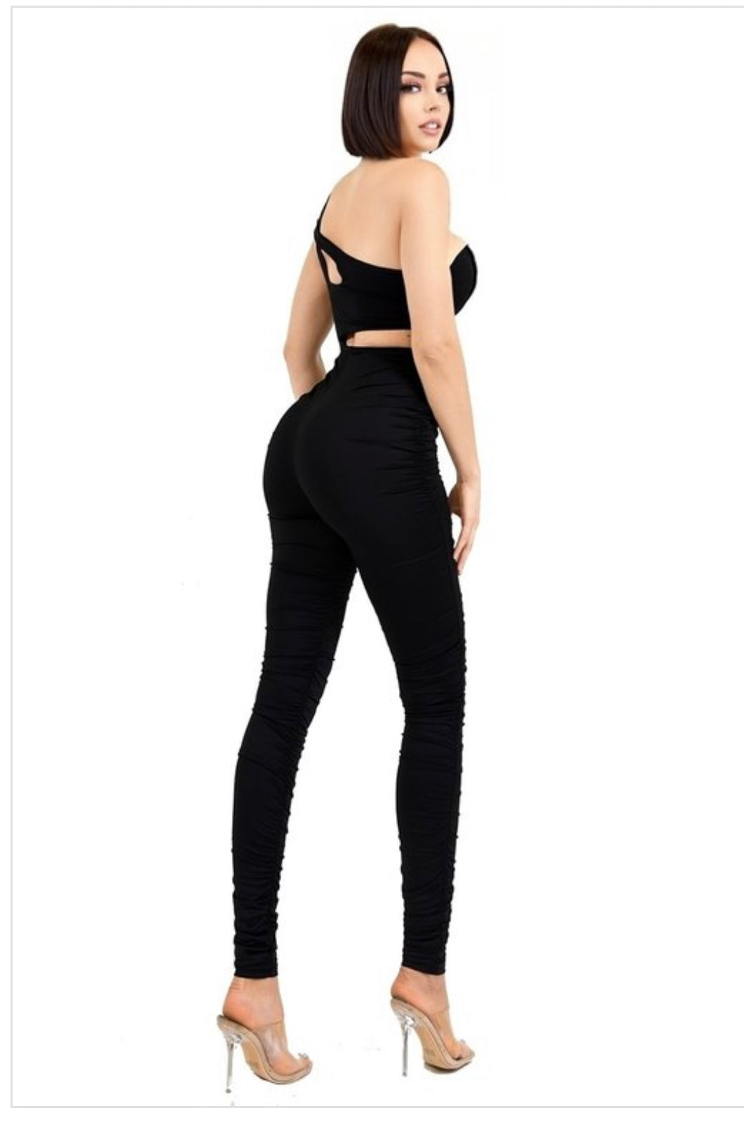 ONE SHOULDER STRAP CUTOUT JUMPSUIT