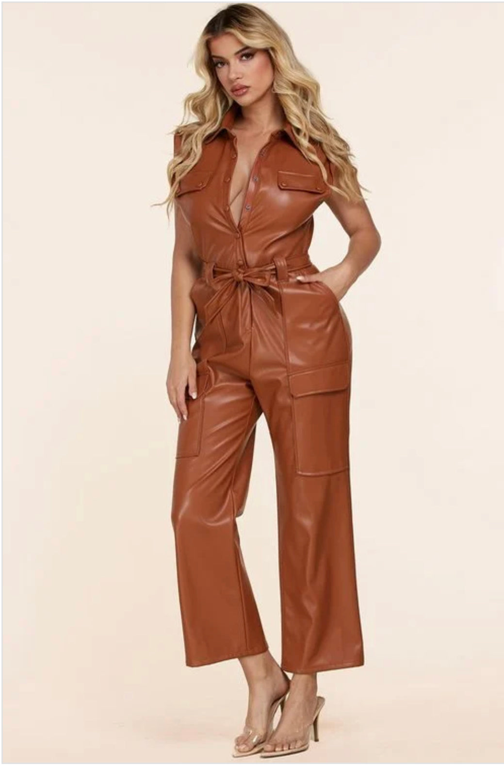 Vegan leather jumpsuit