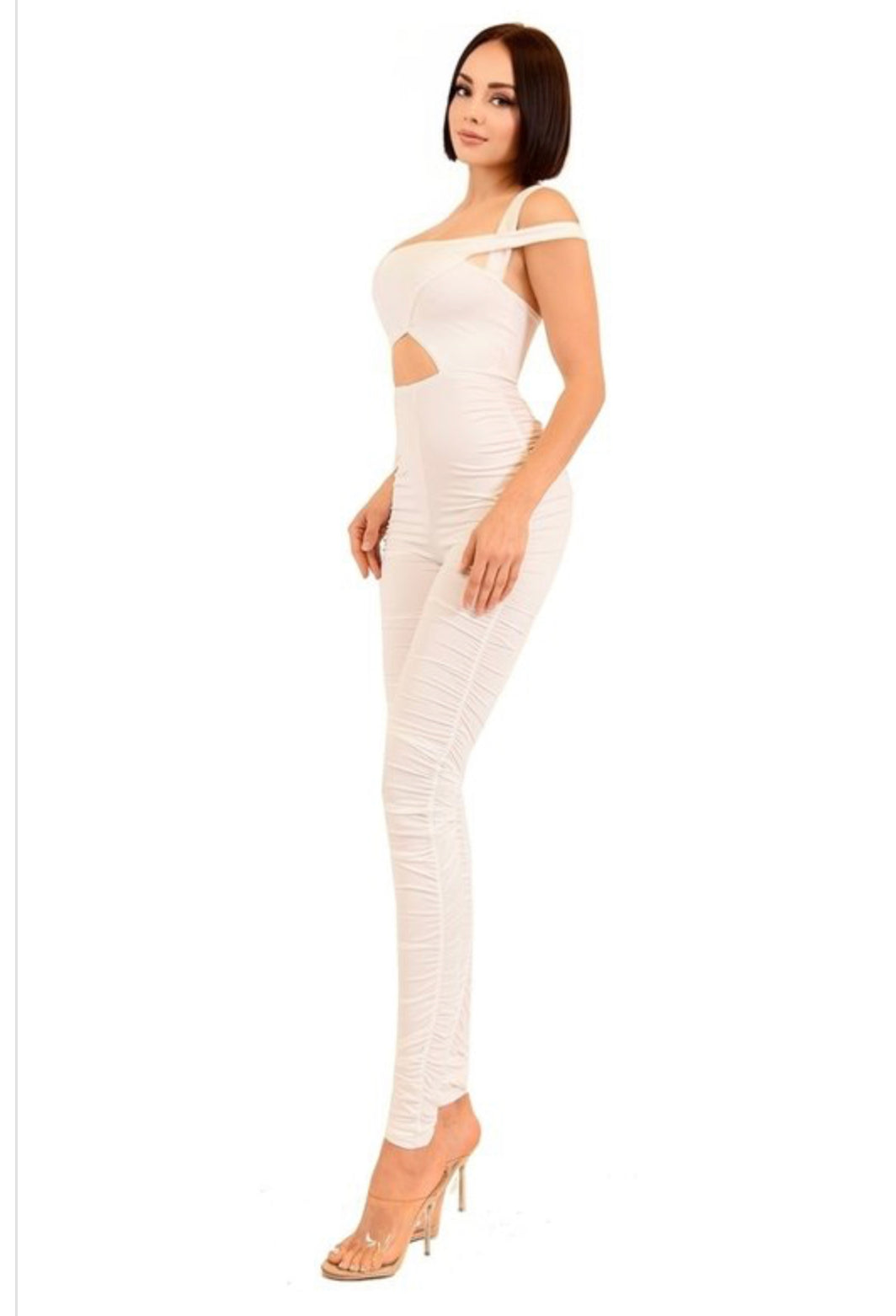 ONE SHOULDER STRAP CUTOUT JUMPSUIT