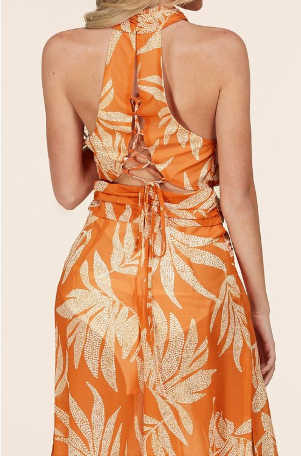 Dotted leaf print jumpsuit