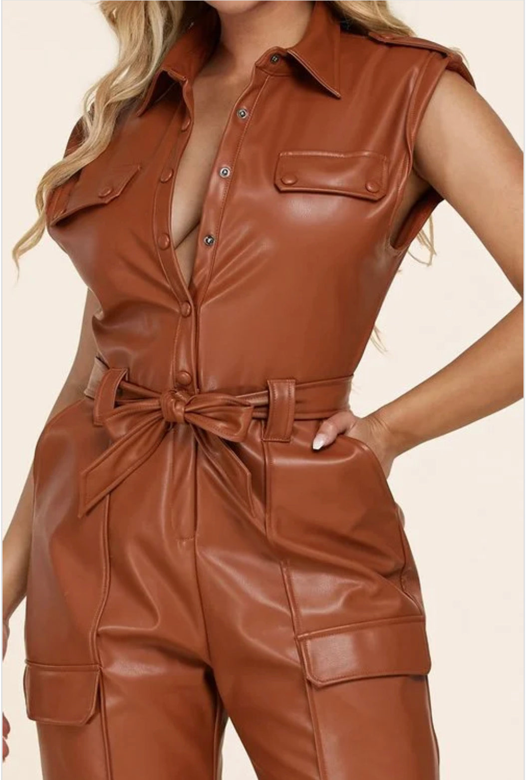 Vegan leather jumpsuit