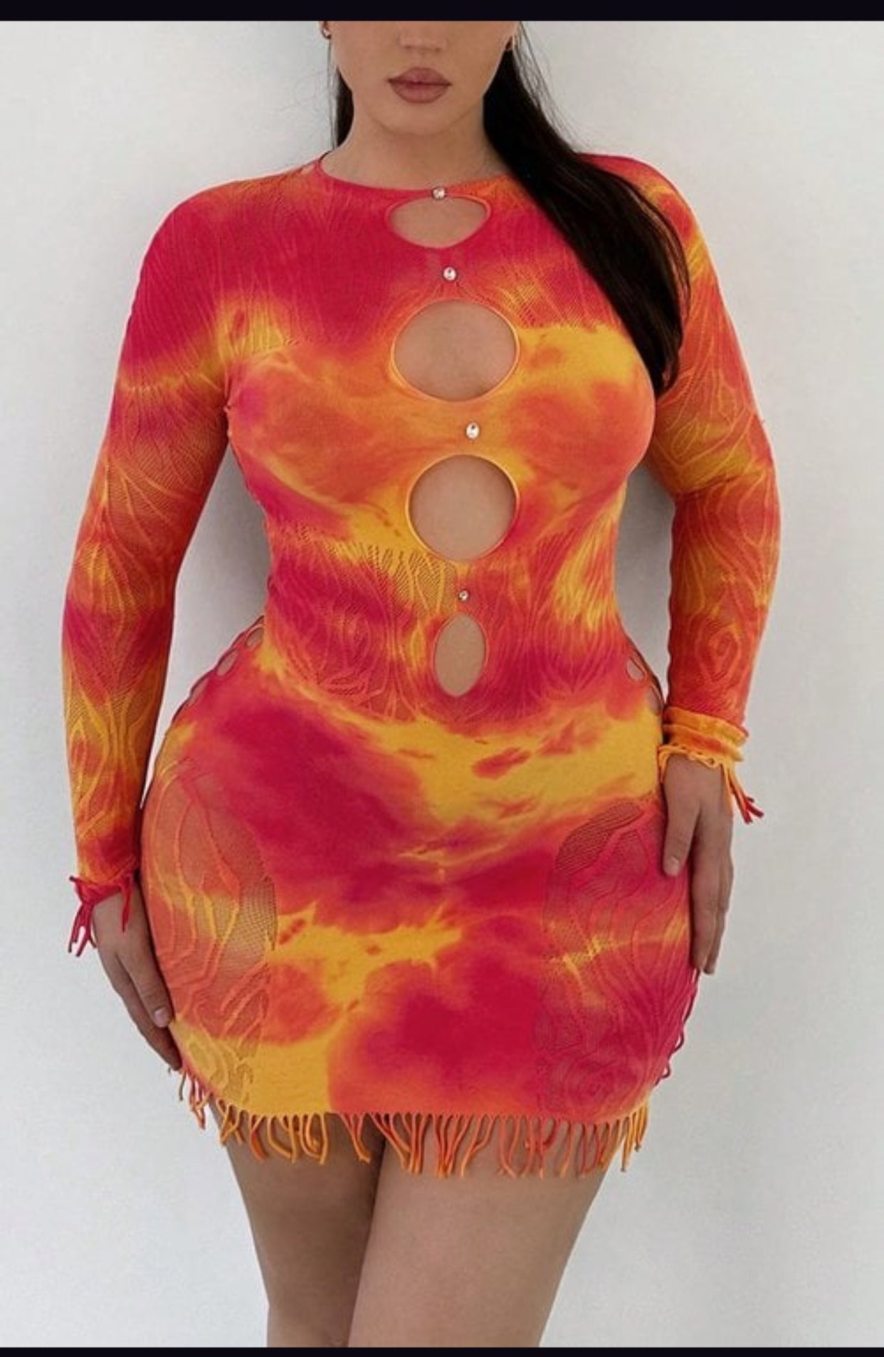 Vieleluxe curve: tie dye mini mesh dress