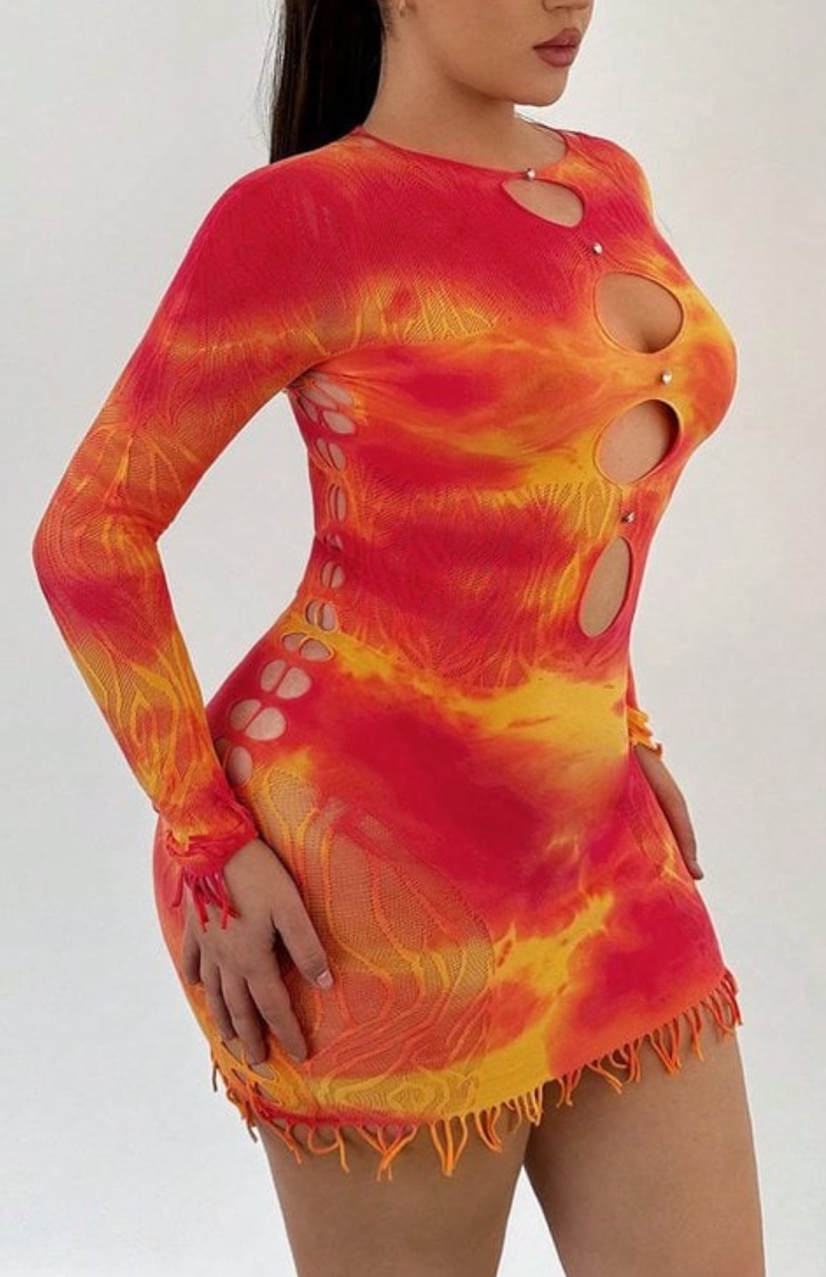 Vieleluxe curve: tie dye mini mesh dress