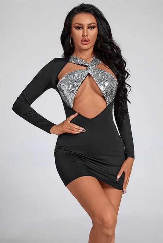 Cross-Sequined dress