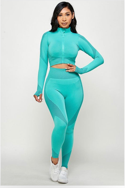 Sport Legging zip up crop set