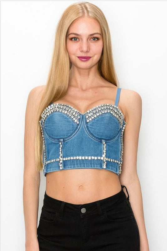 Sweat heart denim corset