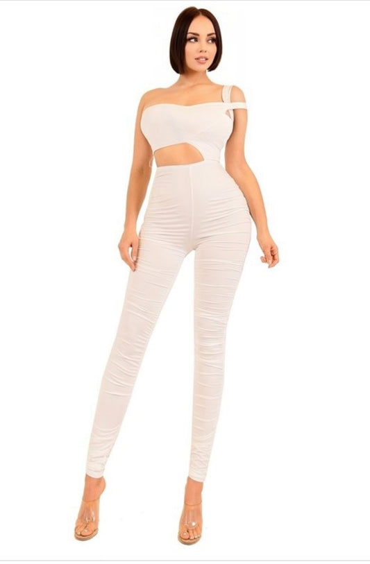 ONE SHOULDER STRAP CUTOUT JUMPSUIT
