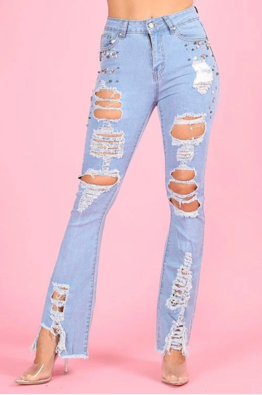Denim high waisted jeans