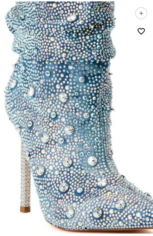 BLING STILETTO BOOTIE IN DENIM